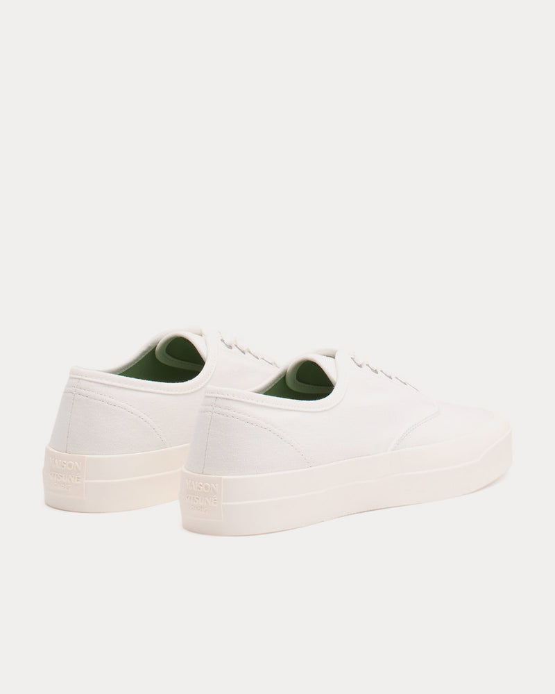 Maison Kitsuné Laced Canvas White Low Top Sneakers - 3