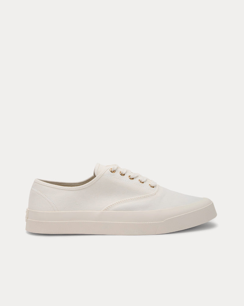 Maison Kitsuné Lace-Up Canvas White Low Top Sneakers - 1