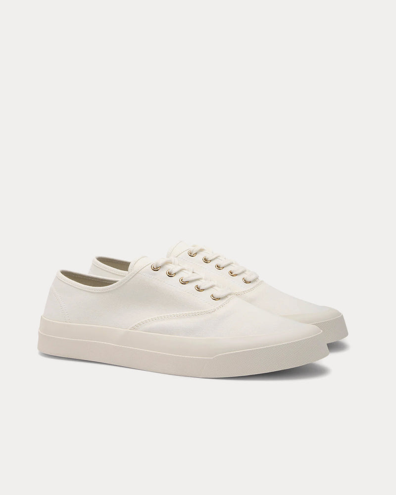 Maison Kitsuné Lace-Up Canvas White Low Top Sneakers - 3