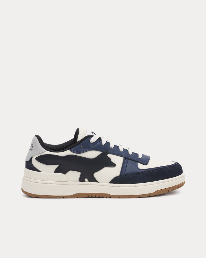 Maison Kitsuné Chiru Leather Navy / White Low Top Sneakers - 1