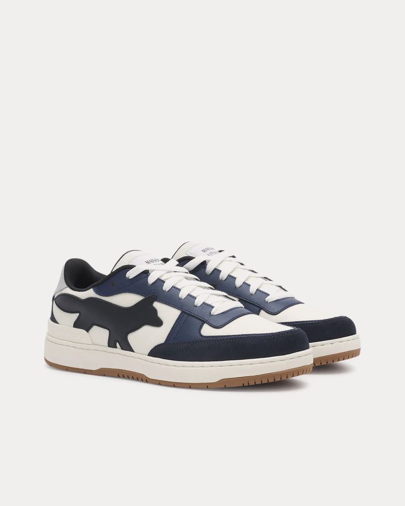 Maison Kitsuné Chiru Leather Navy / White Low Top Sneakers - 3