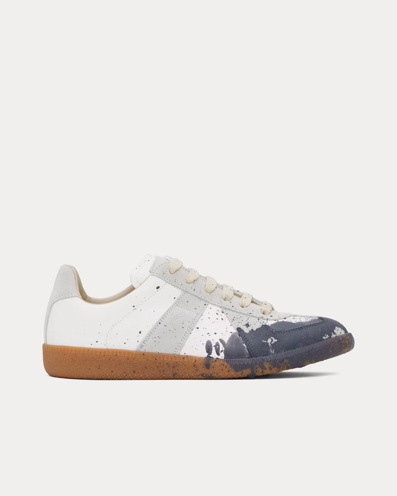 Maison Margiela Paint Replica White / Pewter Low Top Sneakers - 1