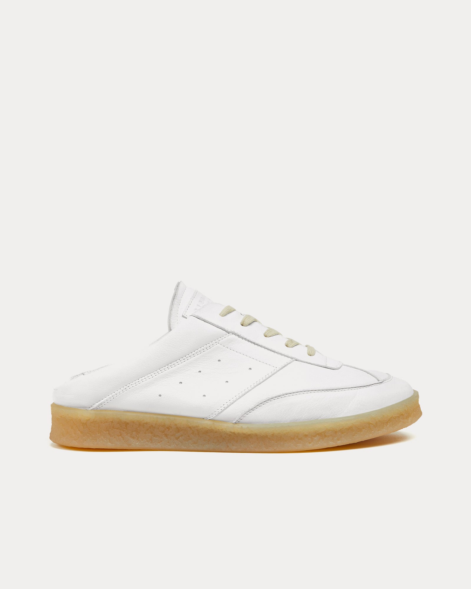 MM6 Maison Margiela 6 Court Leather White Mules - 1