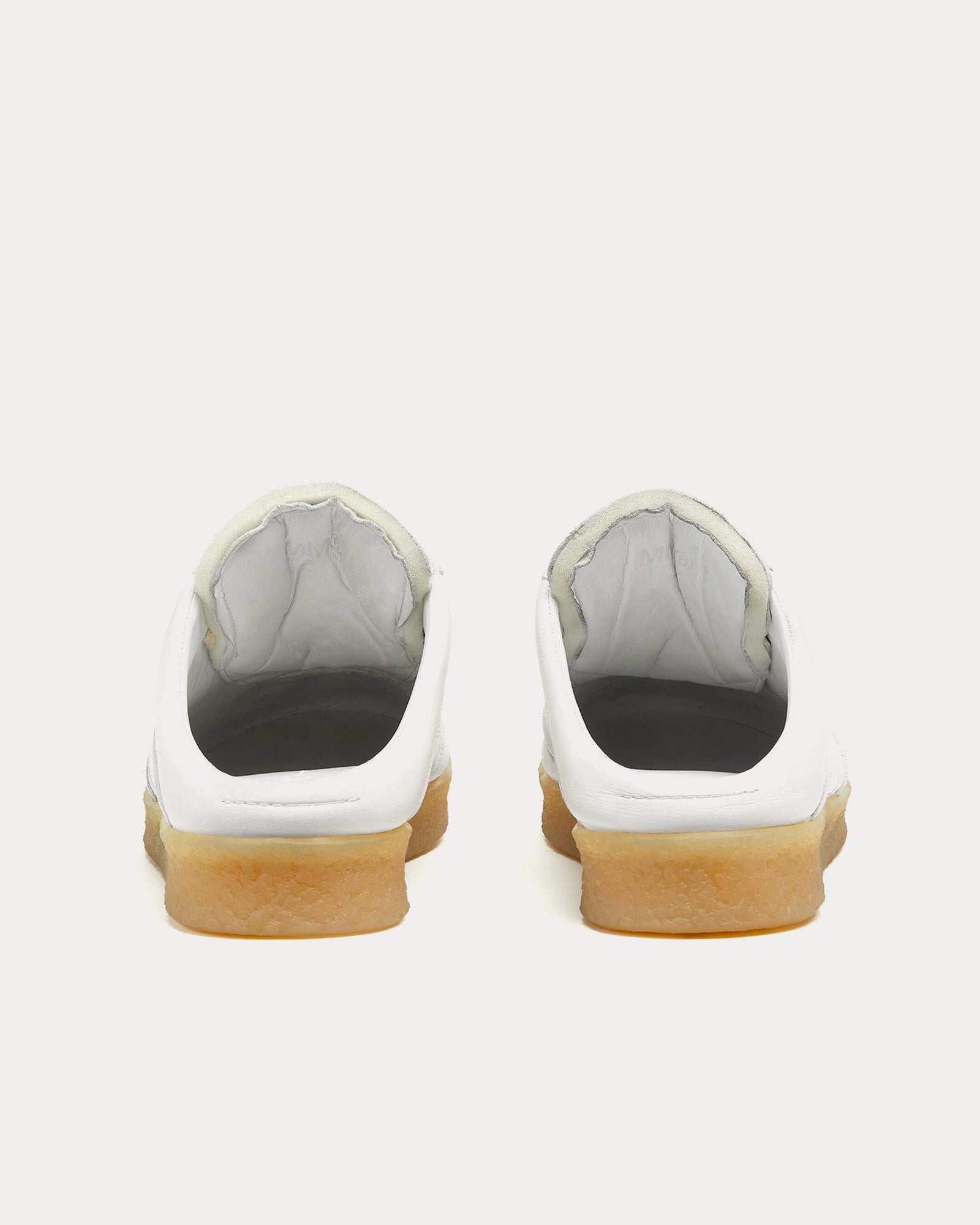 MM6 Maison Margiela 6 Court Leather White Mules - 2