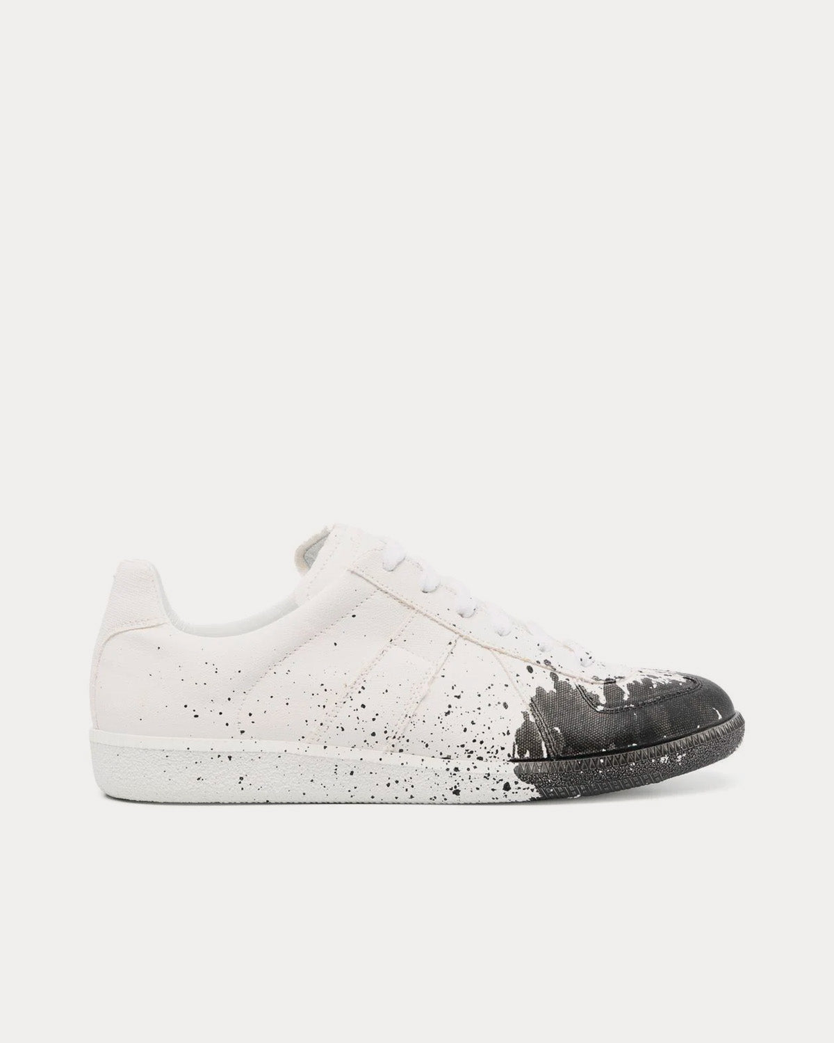 Maison Margiela Paint Replica Canvas White / Black Low Top Sneakers - 1