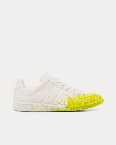 Maison Margiela Paint Replica Canvas White / Yellow Low Top Sneakers