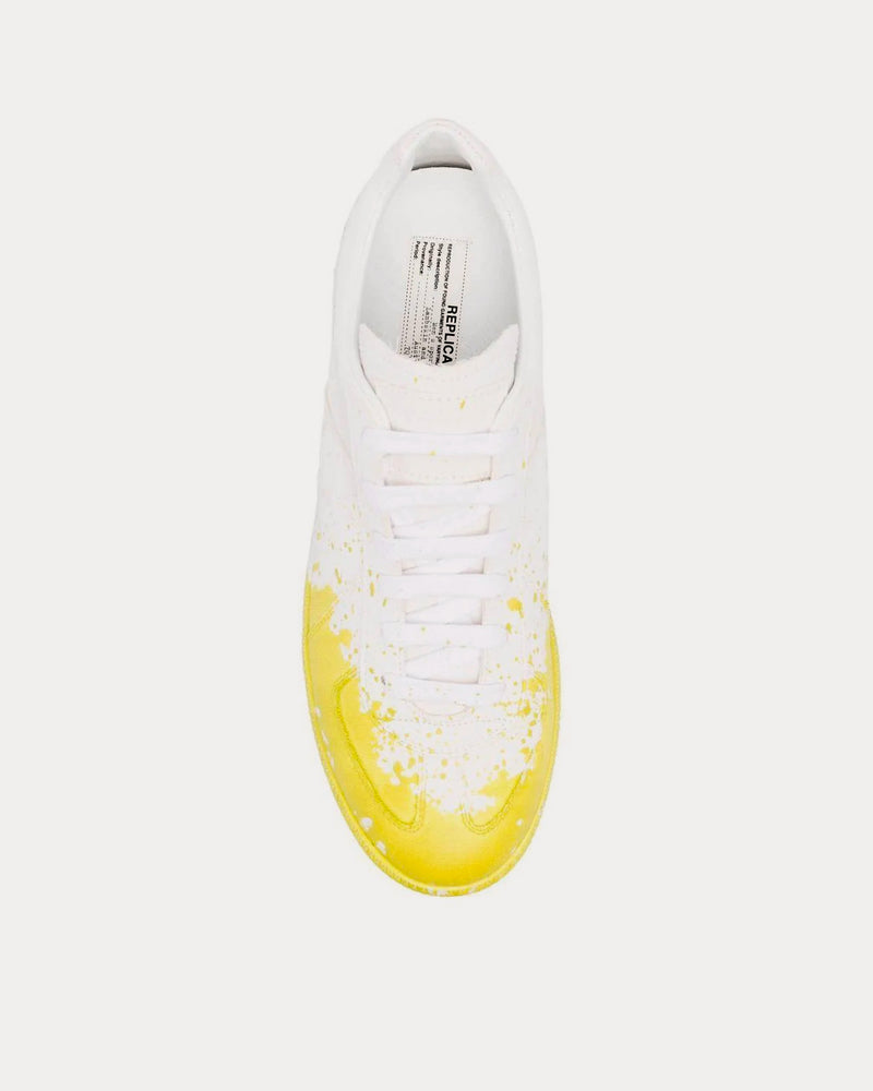 Maison Margiela Paint Replica Canvas White / Yellow Low Top Sneakers - 2