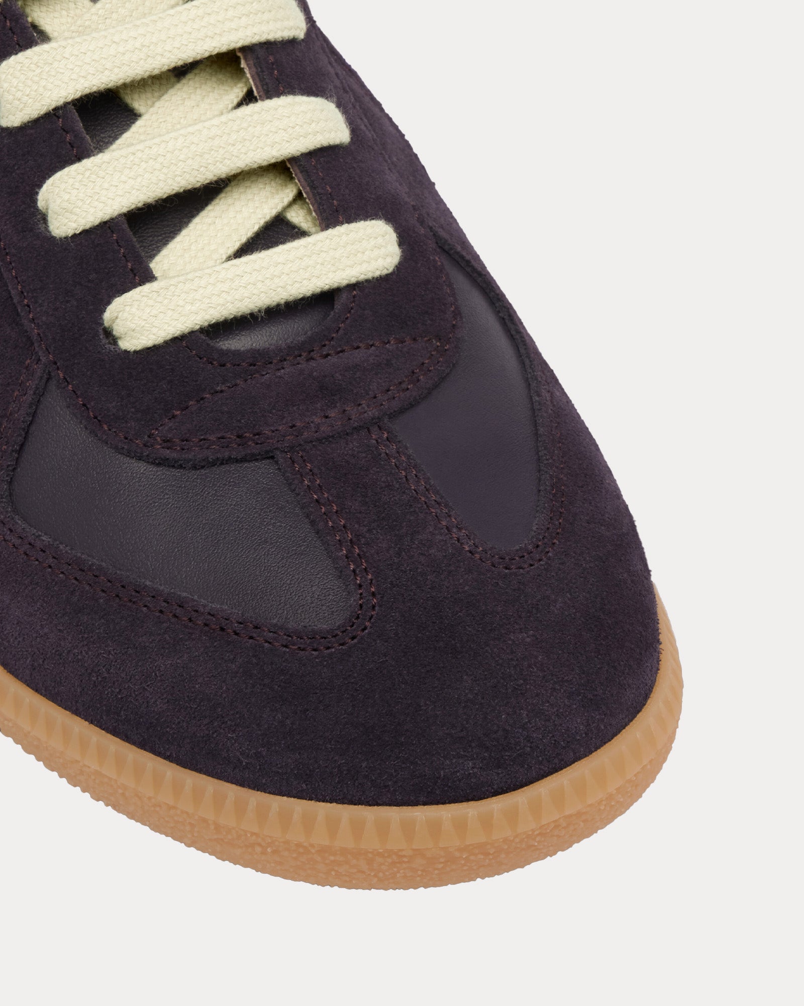 Maison Margiela Replica Leather & Suede Aubergine Low Top Sneakers - 4