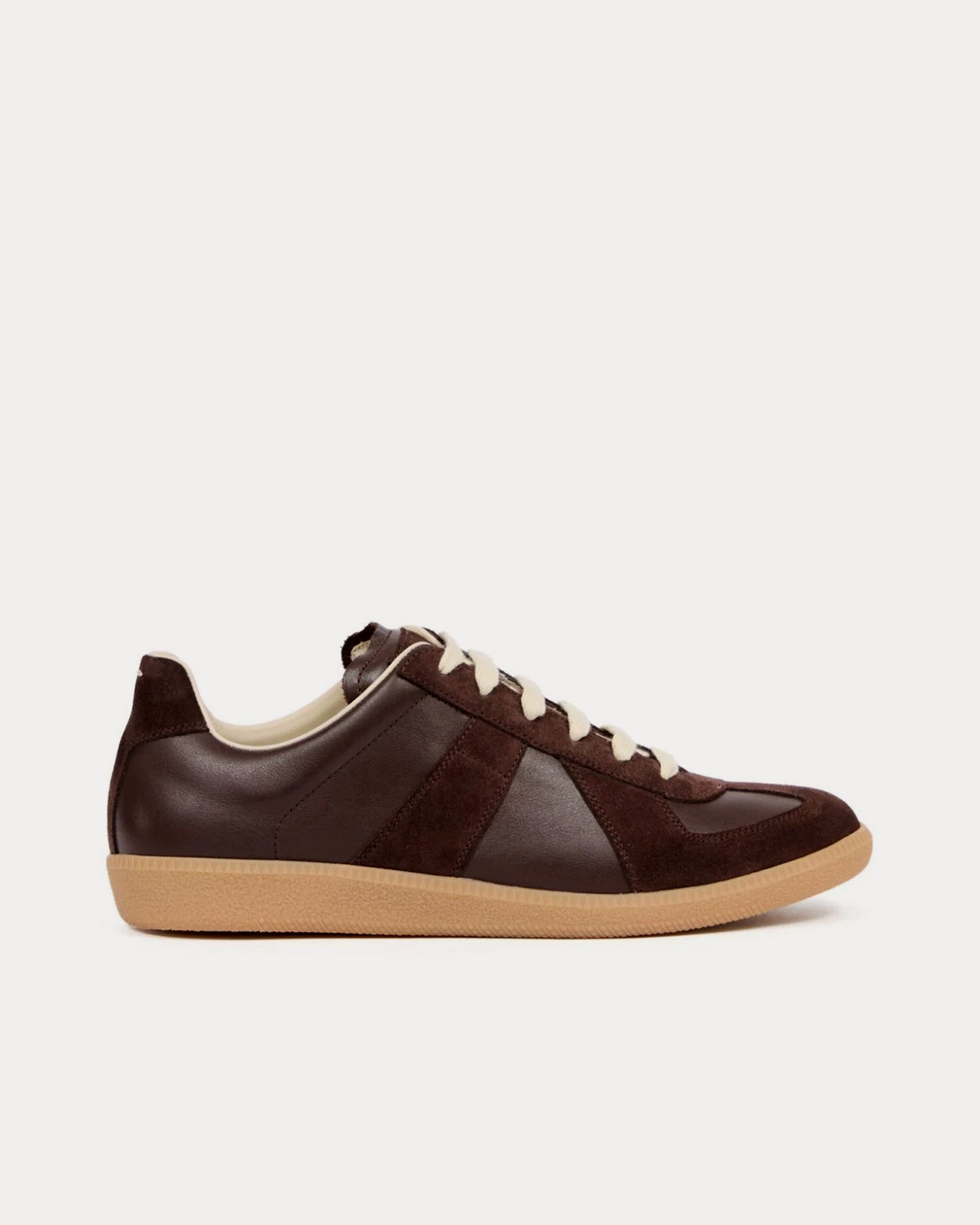 Maison Margiela Replica Leather & Suede Brown Low Top Sneakers - 1