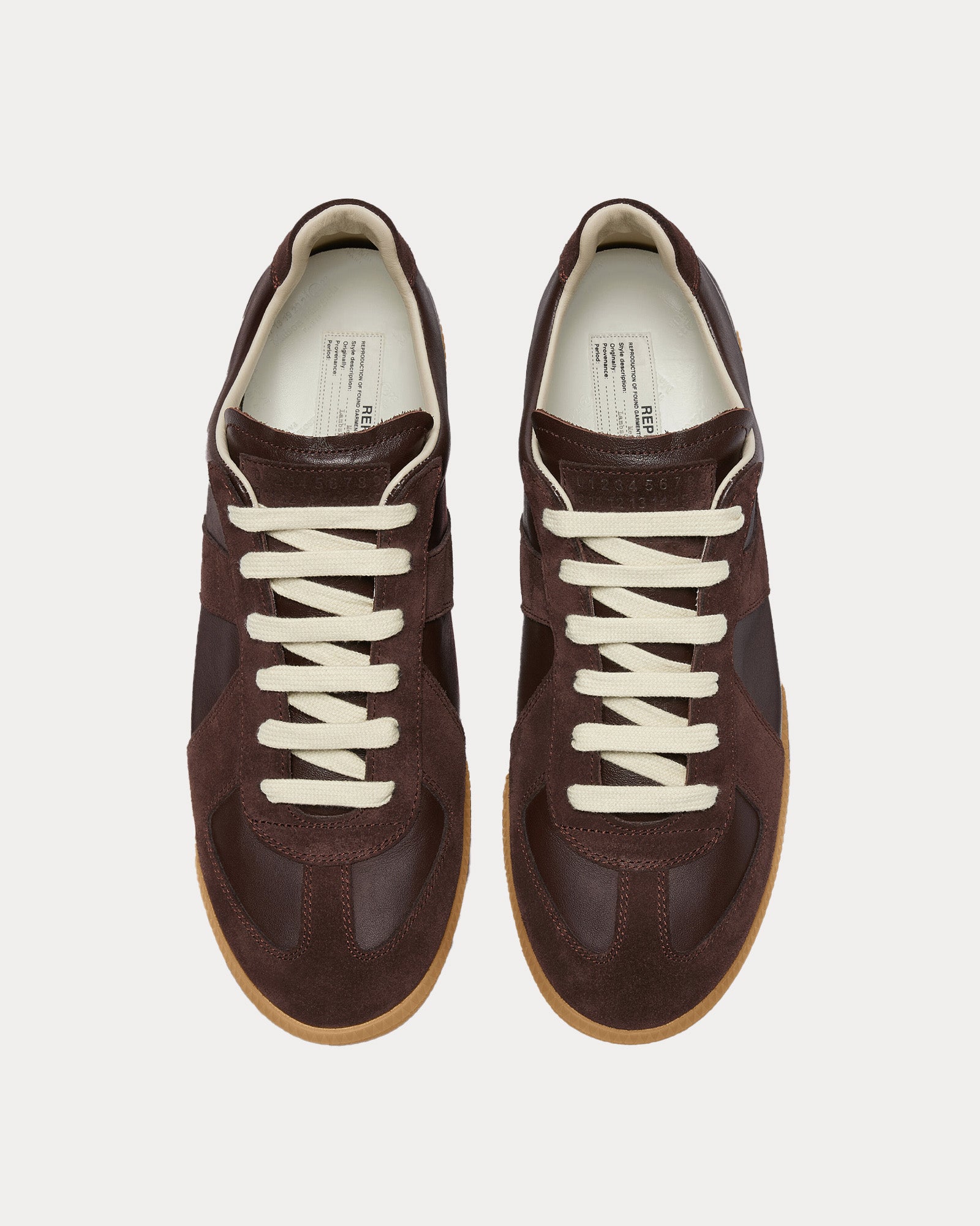 Maison Margiela Replica Leather & Suede Brown Low Top Sneakers - 2