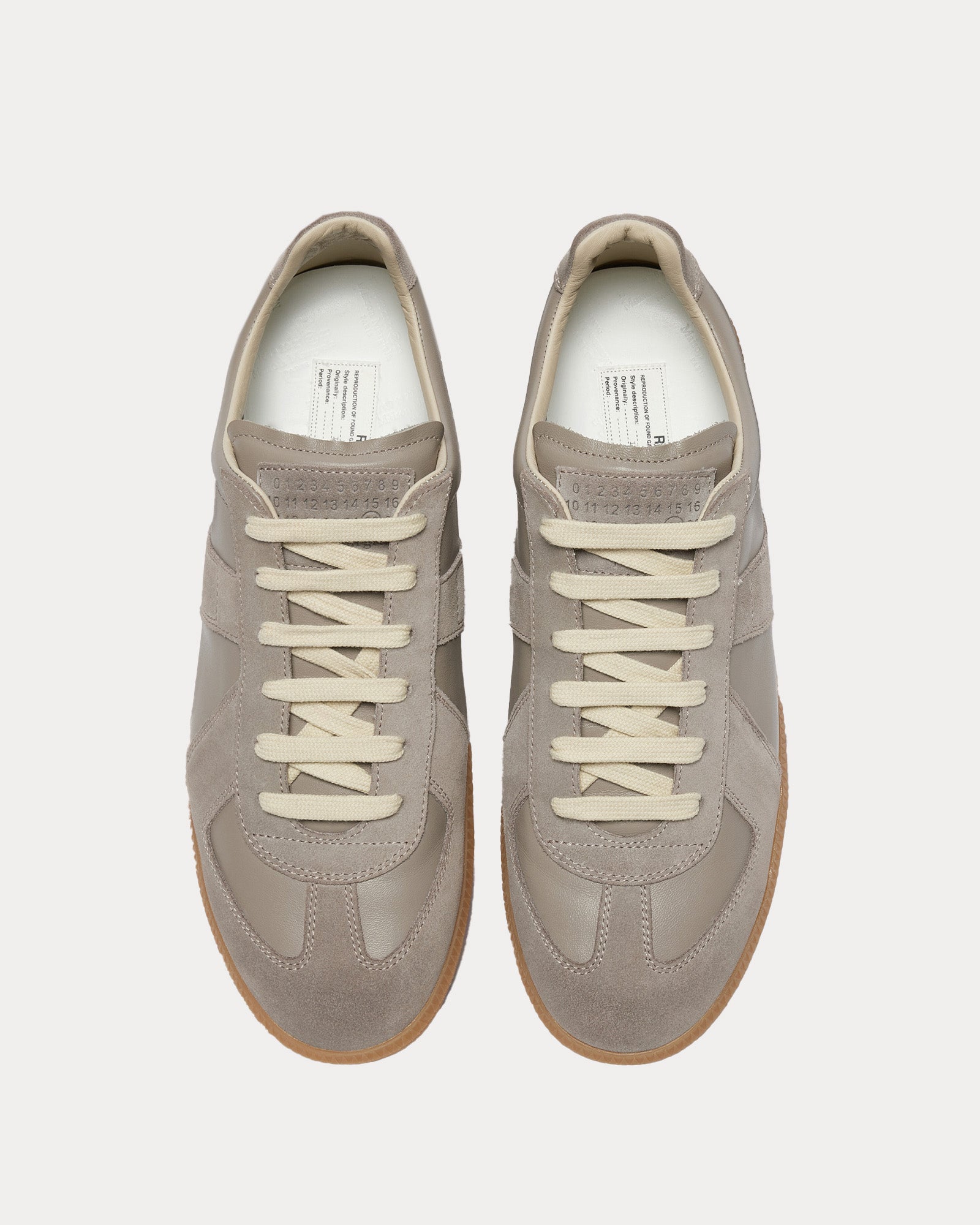 Maison Margiela Replica Leather & Suede Grey Low Top Sneakers - 2