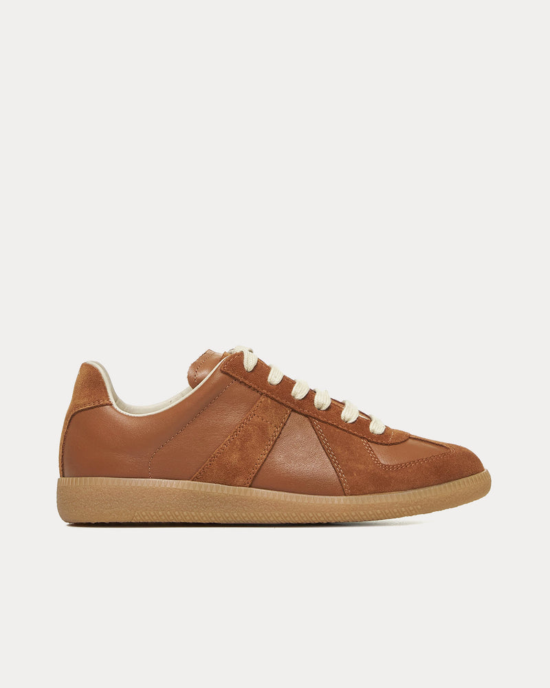 Maison Margiela Replica Leather & Suede Light Brown Low Top Sneakers - 1