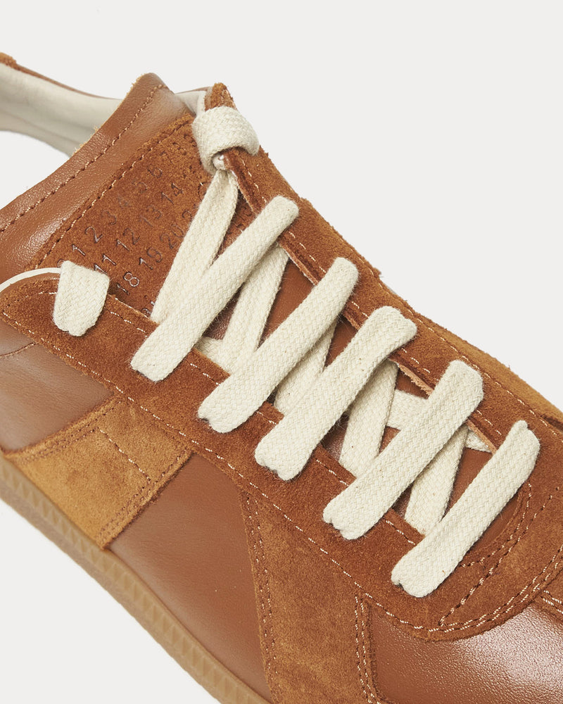 Maison Margiela Replica Leather & Suede Light Brown Low Top Sneakers - 2