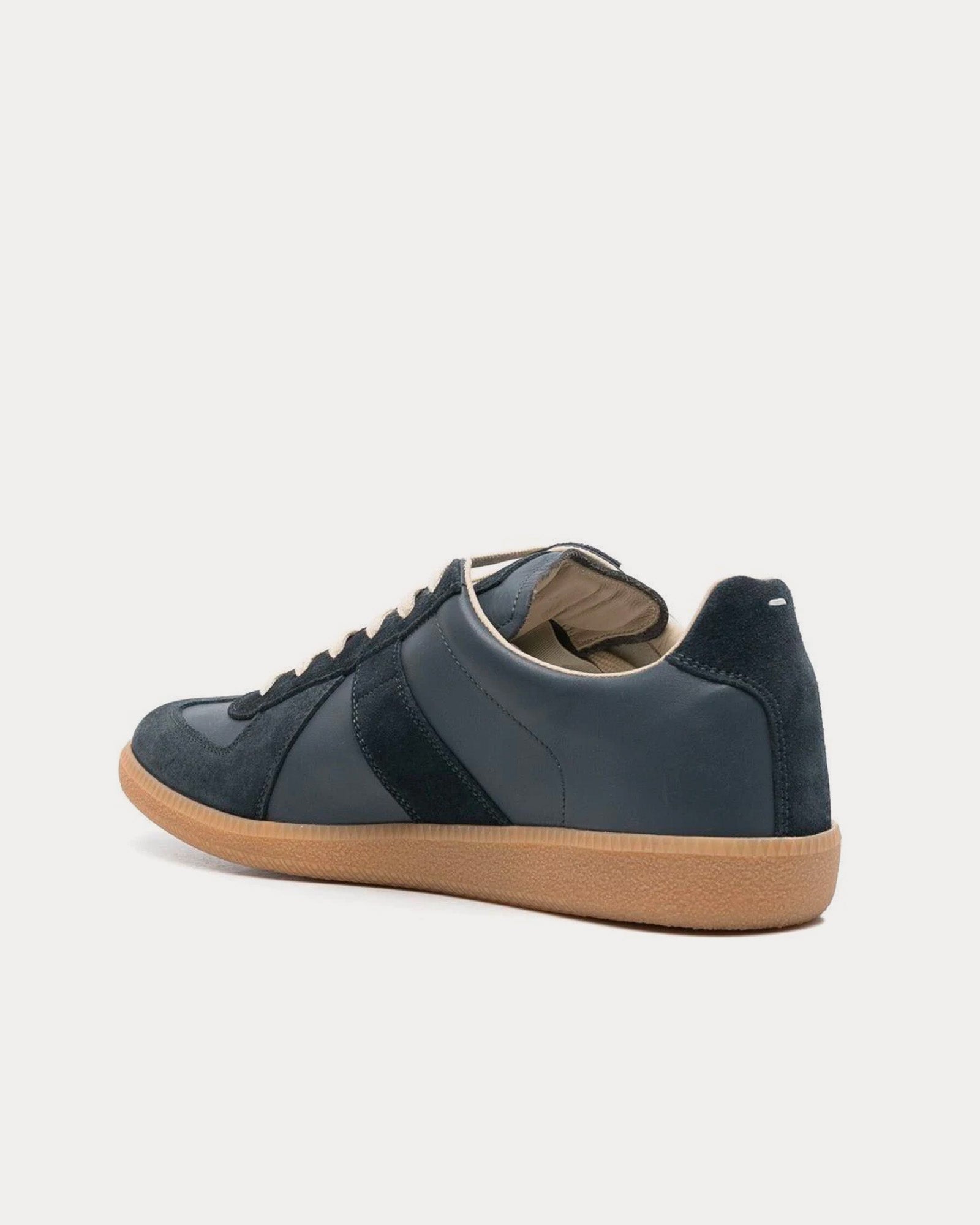 Maison Margiela Replica Leather Navy Low Top Sneakers - 4