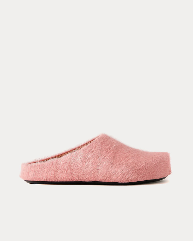 Marni Fussbett Longhair Calfskin Pink Sabot Mules - 1