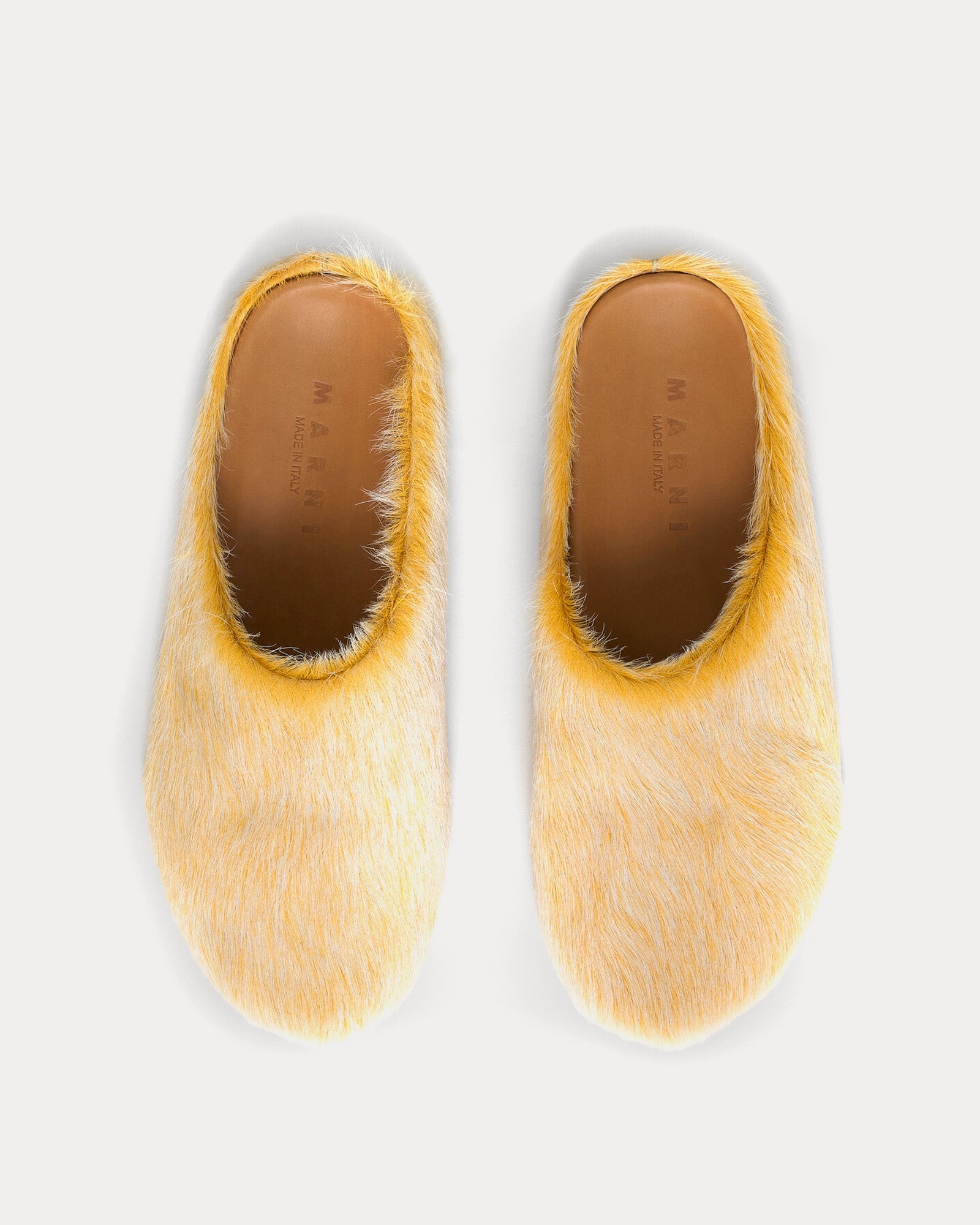 Marni Fussbett Longhair Calfskin Yellow Sabot Mules - 2