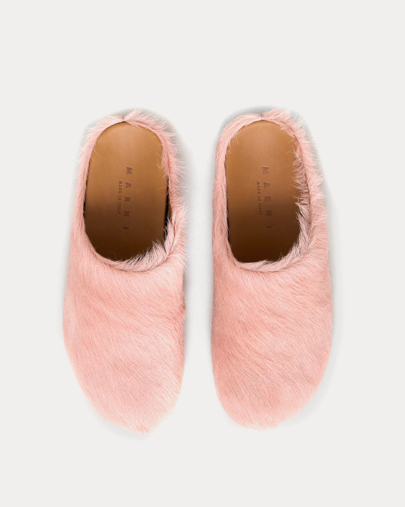 Marni Fussbett Longhair Calfskin Pink Sabot Mules - 2