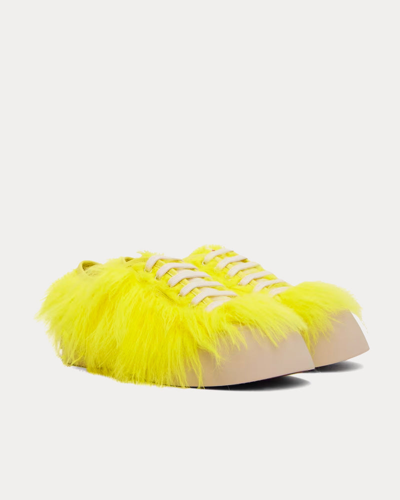 Marni Pablo Calf-Hair Lime Yellow Low Top Sneakers - 2