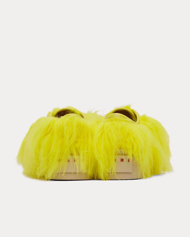 Marni Pablo Calf-Hair Lime Yellow Low Top Sneakers - 3