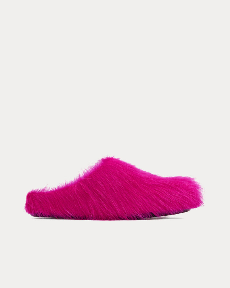 Marni Fussbett Longhair Calfskin Fuchsia Sabot Mules - 1