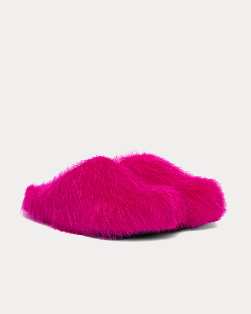 Marni Fussbett Longhair Calfskin Fuchsia Sabot Mules - 2