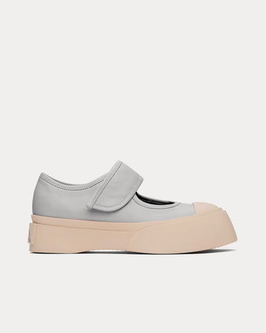 Marni Mary Jane Leather Grey Slip On Sneakers