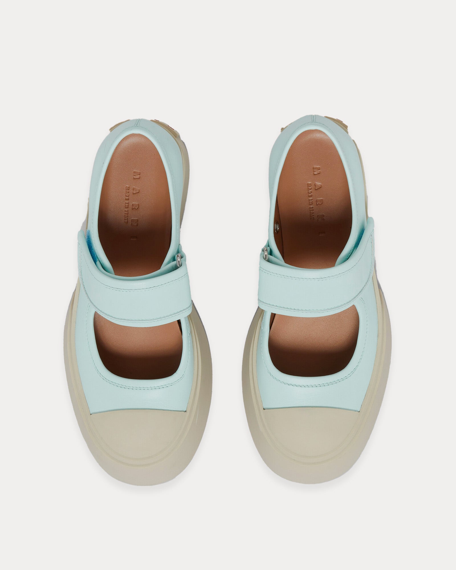 Marni Mary Jane Leather Light Blue Slip On Sneakers - 2