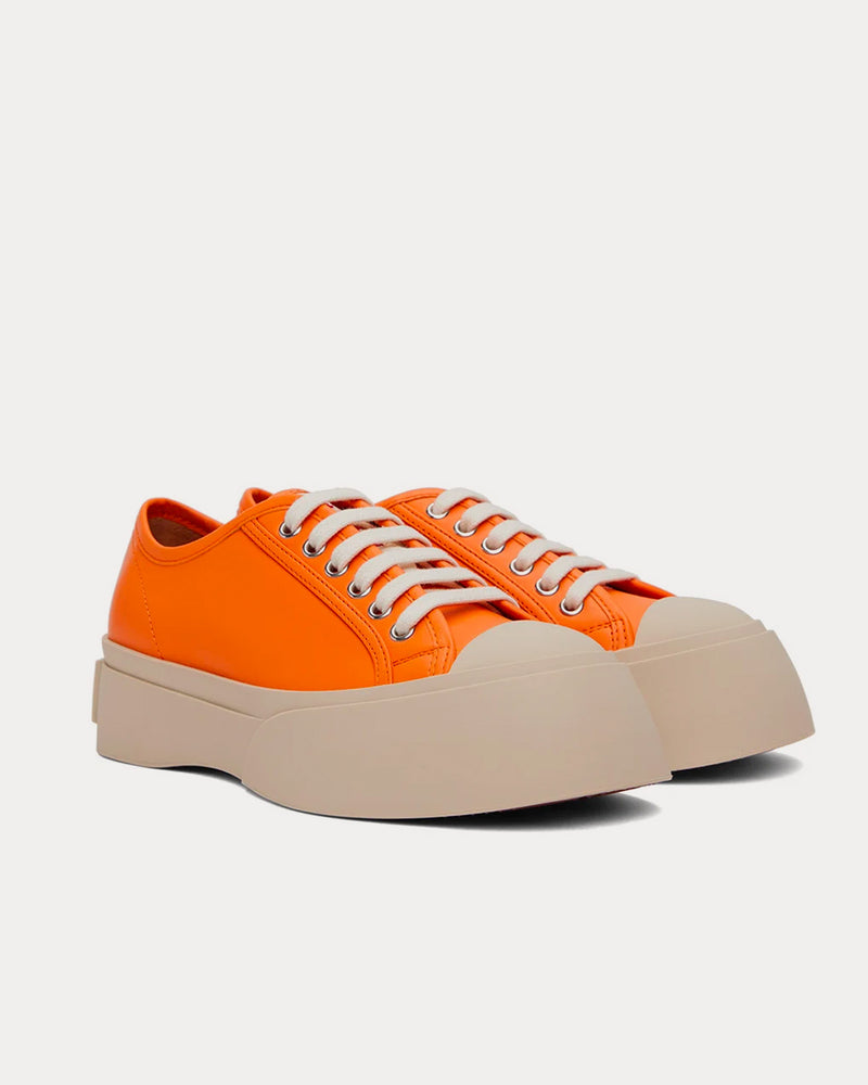 Marni Pablo Leather Orange Low Top Sneakers - 2