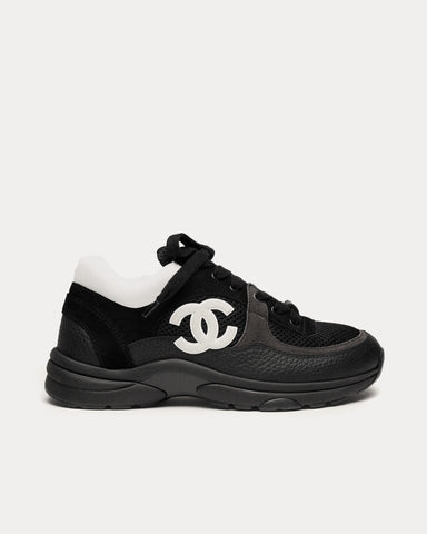 Chanel Mesh, Suede Calfskin & Grained Calfskin Black / White Low Top Sneakers