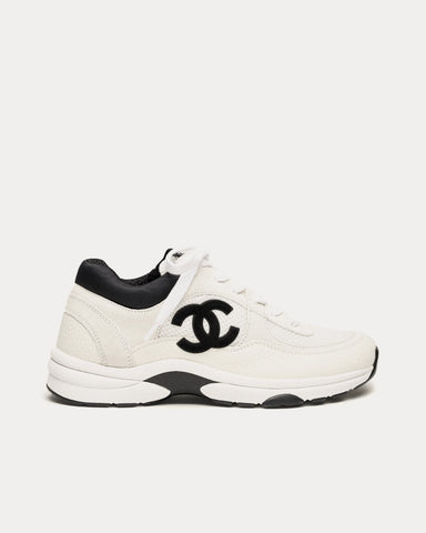 Chanel Mesh, Suede Calfskin & Grained Calfskin White / Black Low Top Sneakers