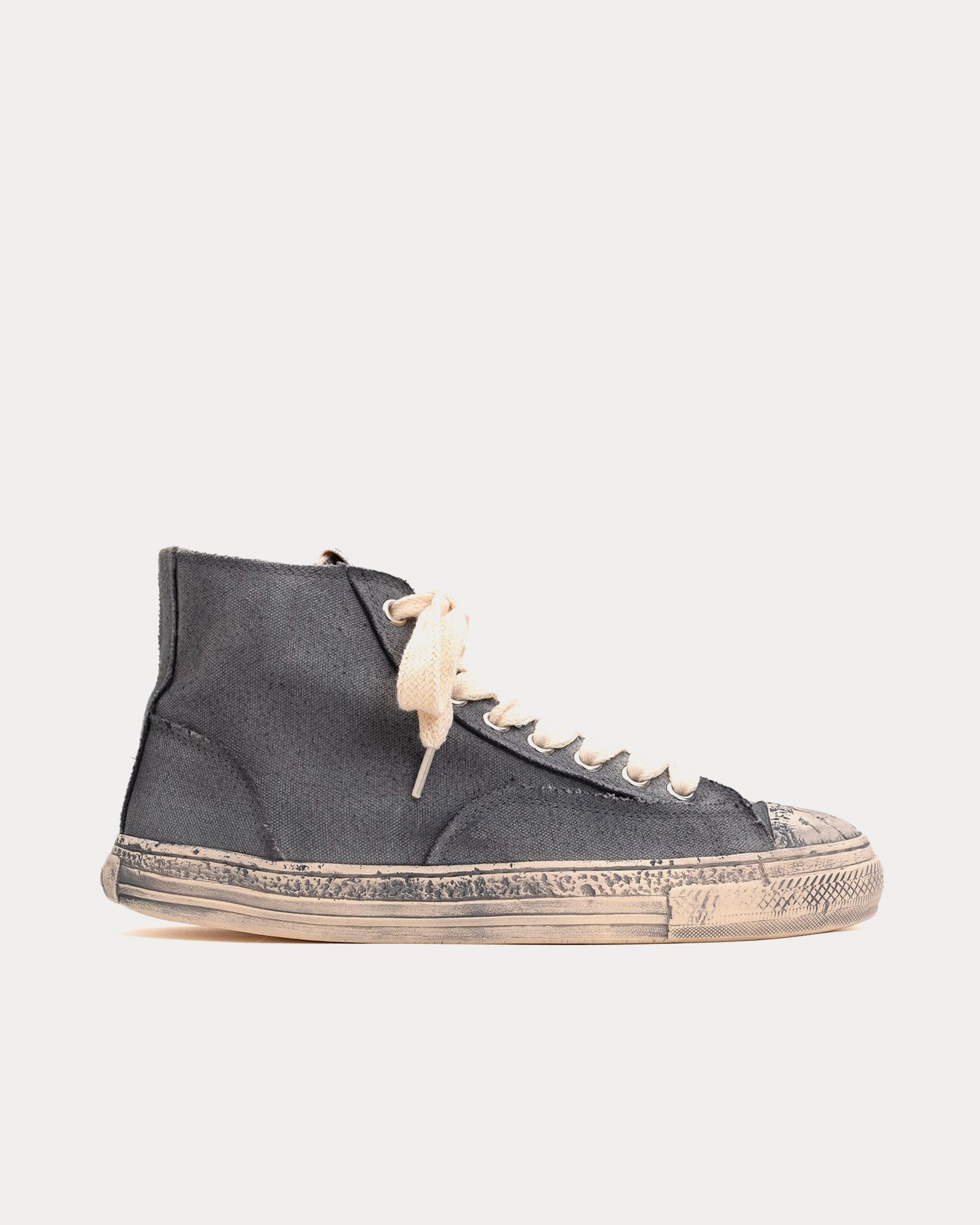 General Scale By Maison Mihara Yasuhiro Past Sole Overdyed Canvas Black High Top Sneakers - 1