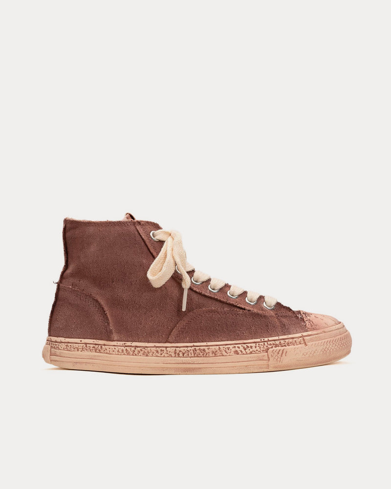 General Scale By Maison Mihara Yasuhiro Past Sole Overdyed Canvas Bordeaux High Top Sneakers - 1