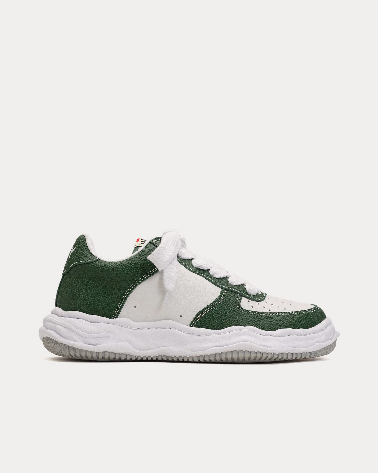 Mihara Yasuhiro Wayne OG Sole Embossed Leather Green / White Low Top Sneakers - 1