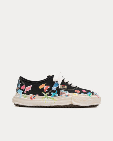 Mihara Yasuhiro Baker OG Sole Sticker Printed Canvas Black Low Top Sneakers