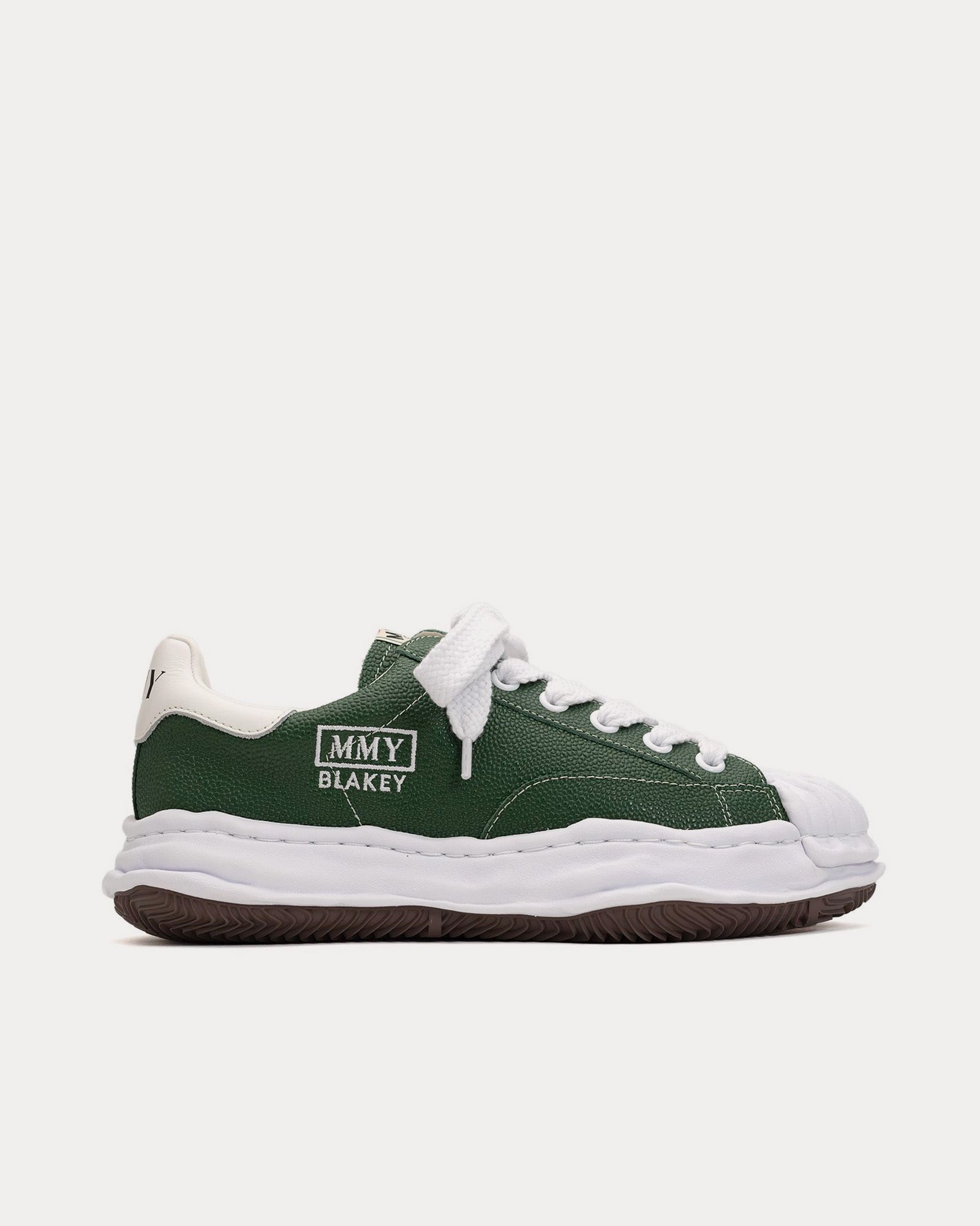 Mihara Yasuhiro Blakey OG Sole Embossed Leather Green Low Top Sneakers - 1