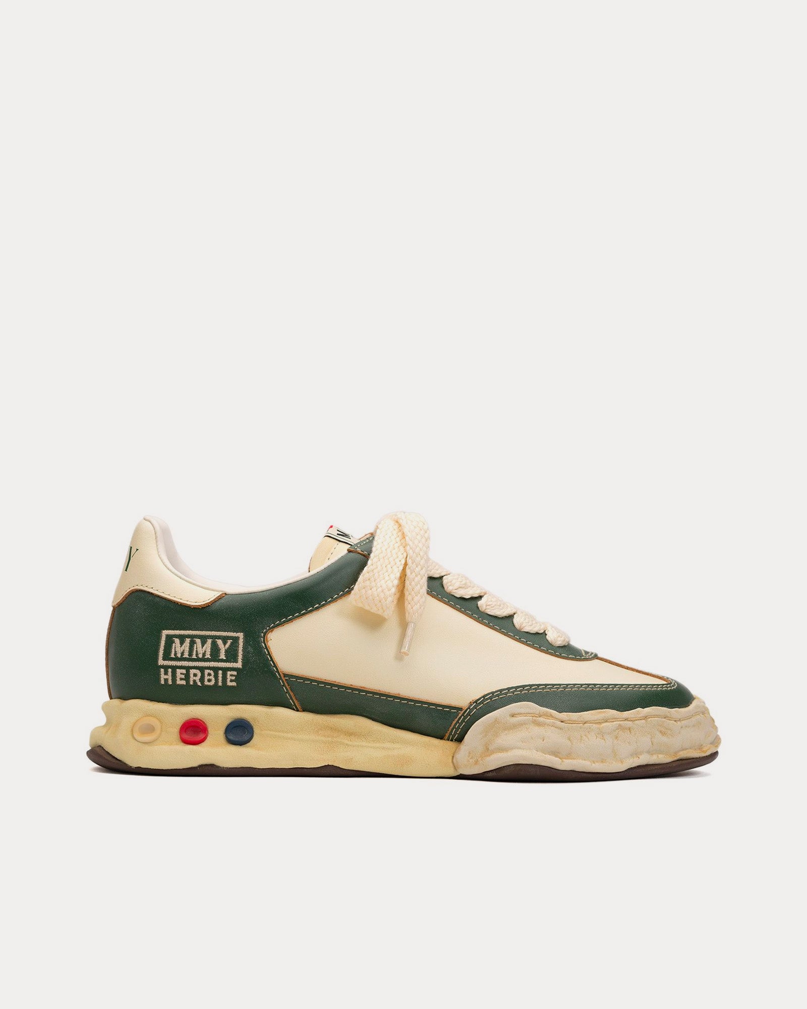 Mihara Yasuhiro Herbie OG Sole VC Leather Green / White Low Top Sneakers - 1