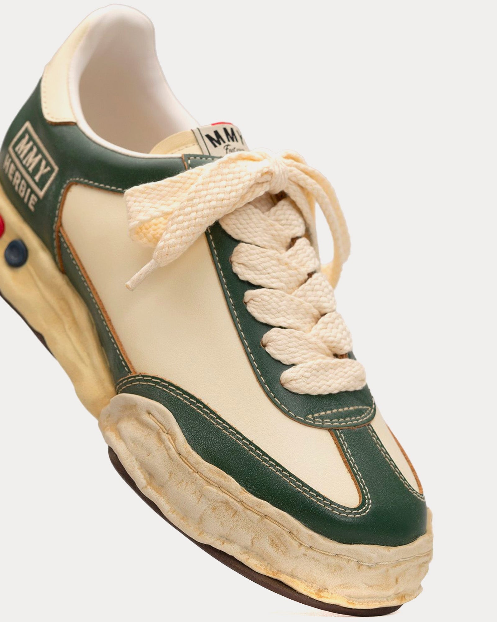 Mihara Yasuhiro Herbie OG Sole VC Leather Green / White Low Top Sneakers - 2