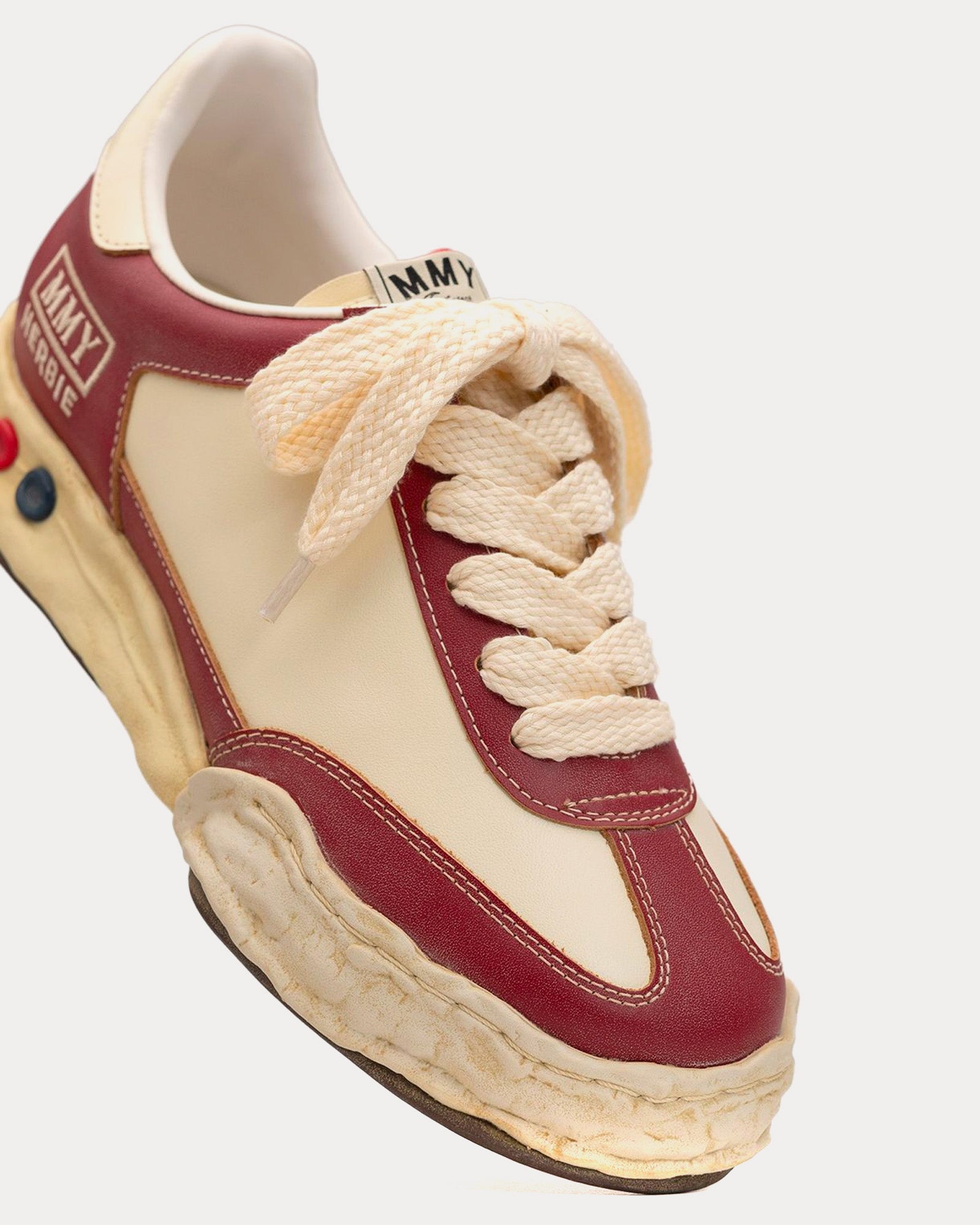 Mihara Yasuhiro Herbie OG Sole VC Leather Red / White Low Top Sneakers - 2