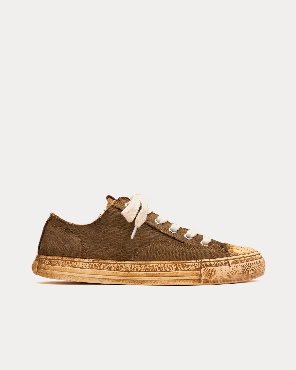 Past Sole Overdyed Canvas Brown Low Top Sneakers