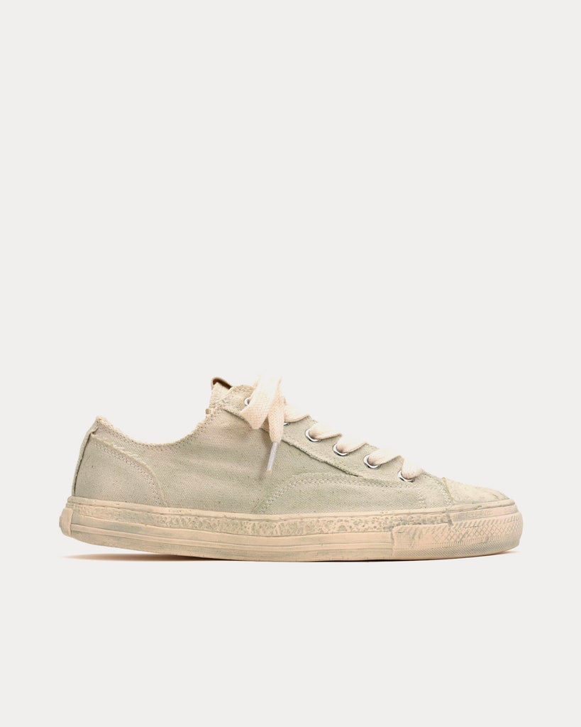 Past Sole Overdyed Canvas Green Low Top Sneakers