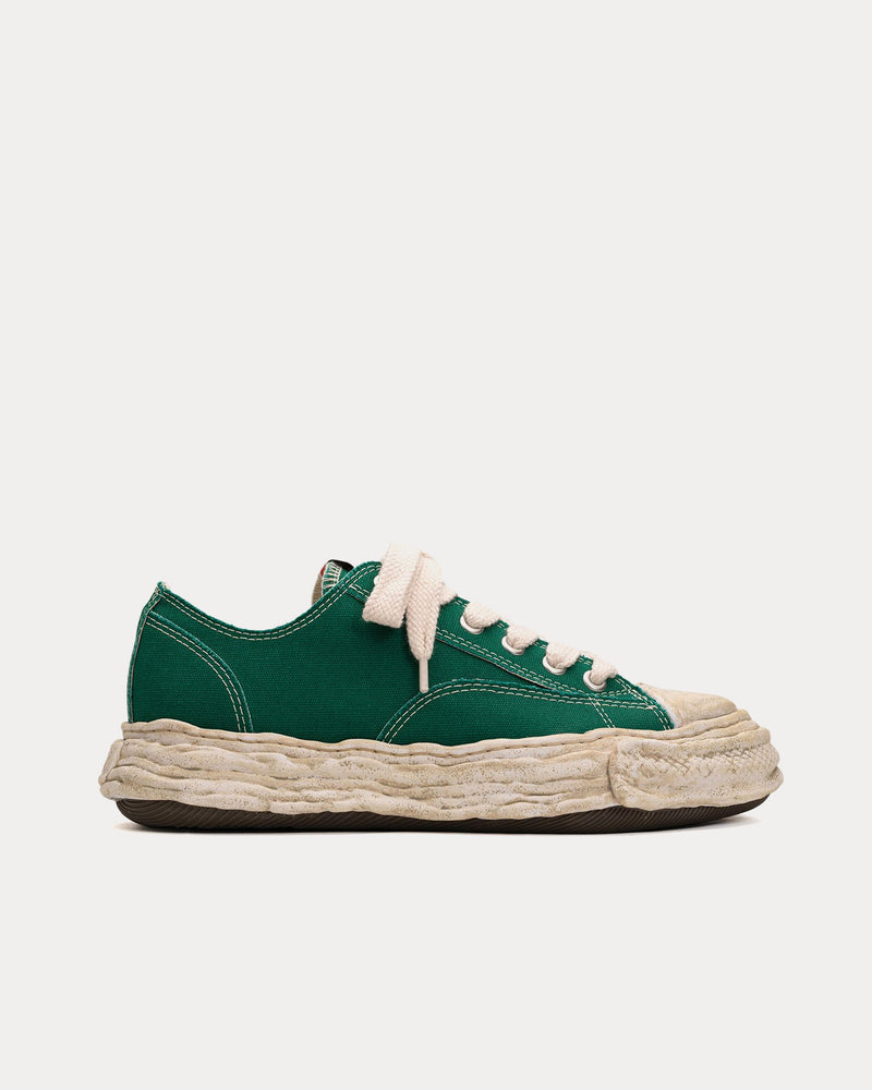 Mihara Yasuhiro Peterson23 OG Sole Garment Dyed Canvas Green Low Top Sneakers - 1