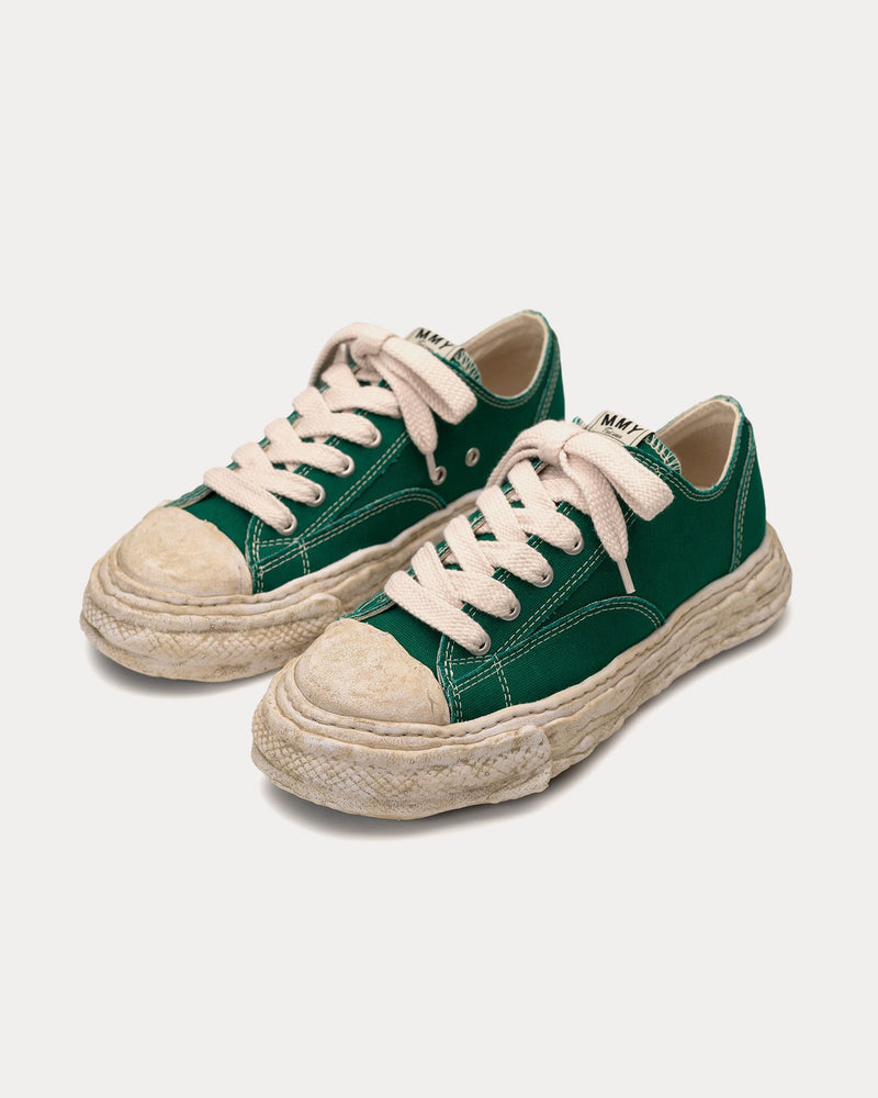 Mihara Yasuhiro Peterson23 OG Sole Garment Dyed Canvas Green Low Top Sneakers - 2