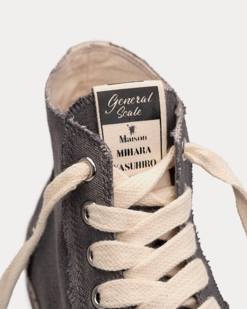 General Scale By Maison Mihara Yasuhiro Past Sole Overdyed Canvas Black High Top Sneakers - 2