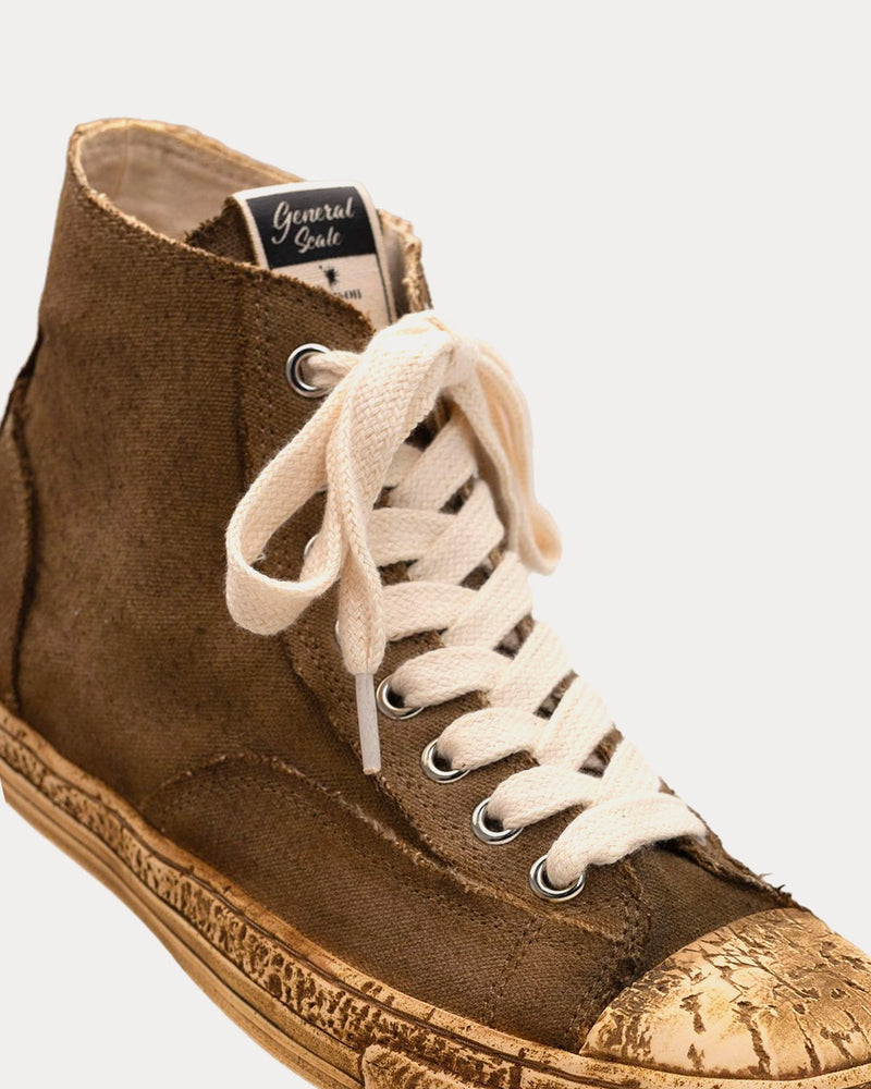 General Scale By Maison Mihara Yasuhiro Past Sole Overdyed Canvas Brown High Top Sneakers - 2