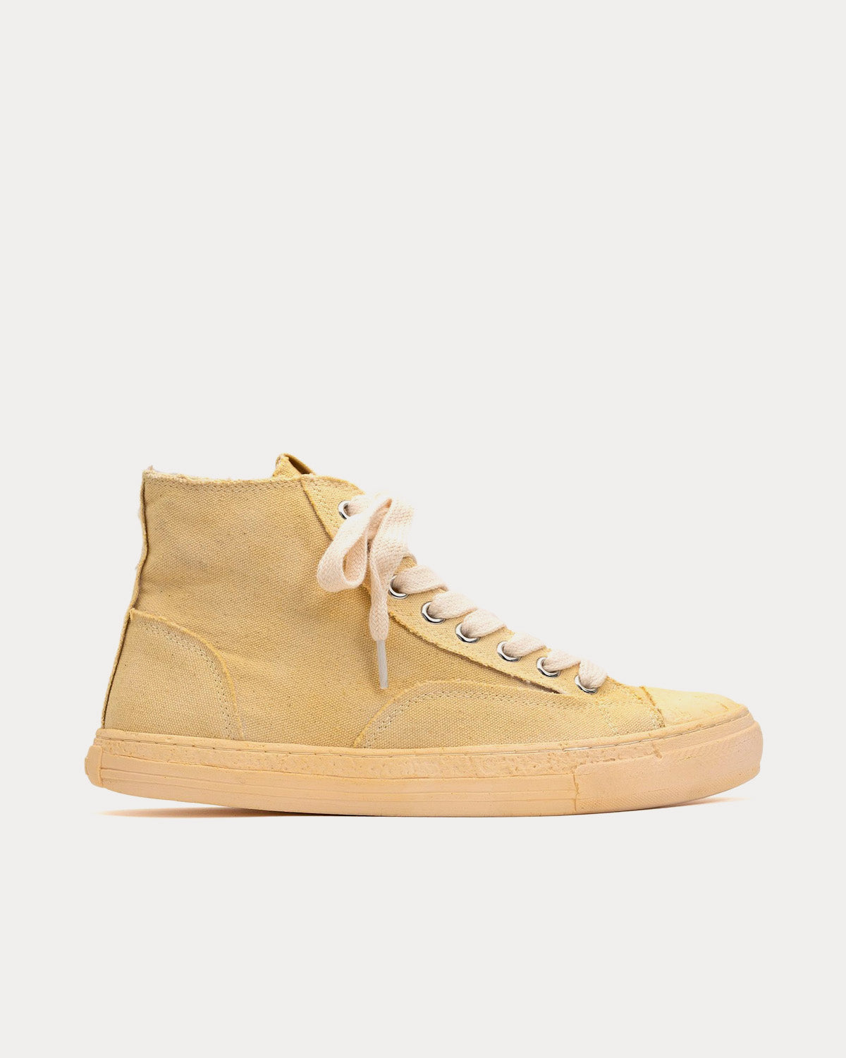 General Scale By Maison Mihara Yasuhiro Past Sole Overdyed Canvas Beige High Top Sneakers - 1