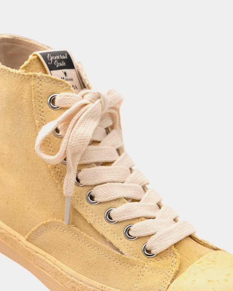 General Scale By Maison Mihara Yasuhiro Past Sole Overdyed Canvas Beige High Top Sneakers - 2