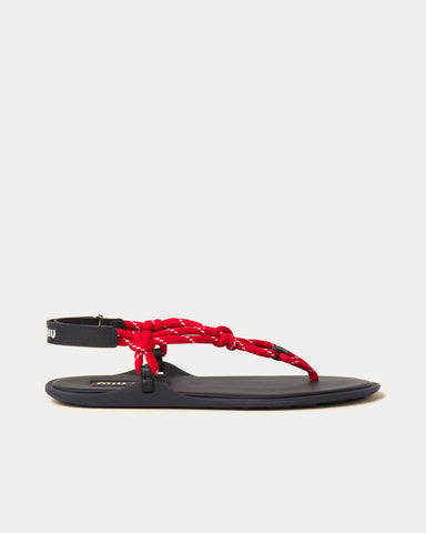 Miu Miu Riviere Cord & Leather Red Sandals