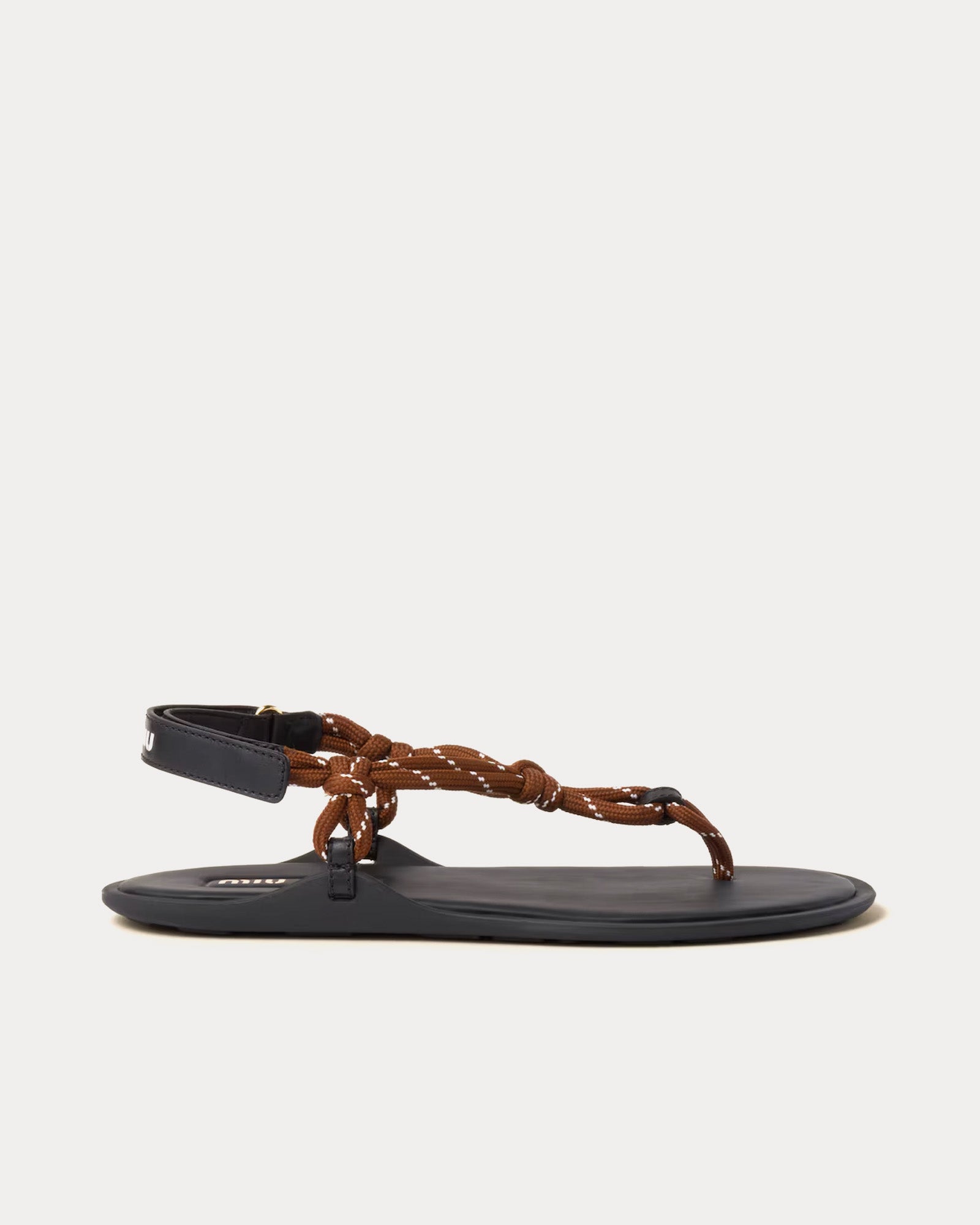 Miu Miu Riviere Cord & Leather Tobacco Sandals - 1