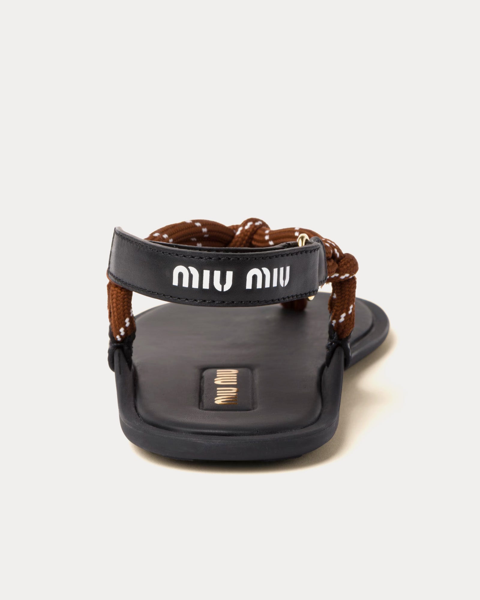 Miu Miu Riviere Cord & Leather Tobacco Sandals - 3