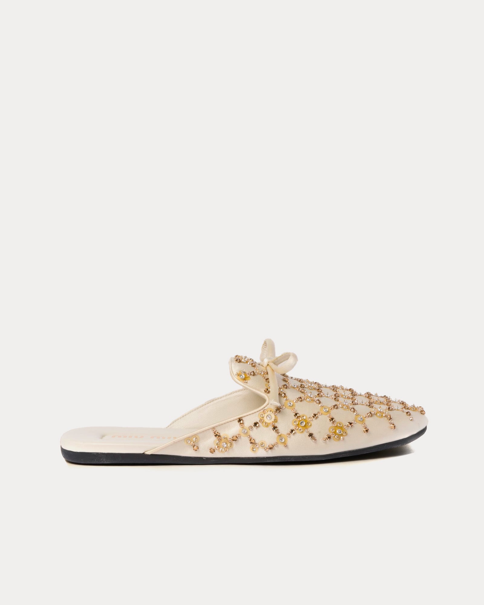 Miu Miu Satin Ivory Slippers Sneak in Peace